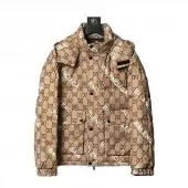 gucci doudoune luxury fashion fille gucci and balenciaga hooded down jacket gg jacquard beige